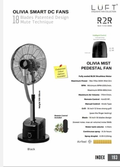 Luft Olivia Mist Pedestal Fan (Air Cooling Pedestal Fan)