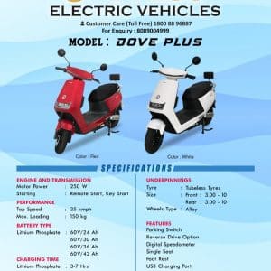 Tylos Dove Plus Electric Scooter Lithium Battery – Red , White