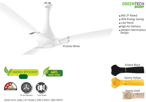 LUMINOUS PROPELAIRE 1200mm 3STAR  CEILING FAN- Pristine White