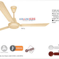 LUMINOUS KRAZE425 1200mm 1STAR CEILING FAN- Ivory