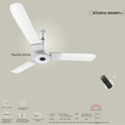 Atomberg Studio Smart+1200mm 5STAR Ceiling Fan- Marble white