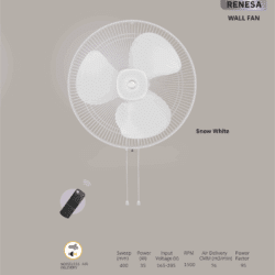 ATOMBERG RENESA 400MM WALL FAN - Snow White