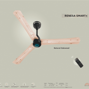 Atomberg RENESA Smart+1200mm Ceiling Fan Wooden Finish- Natural Oakwood