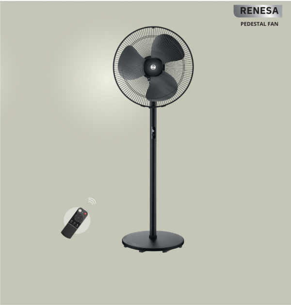 ATOMBERG RENESA 400MM Swing Pedestal Fan - Midnight Black