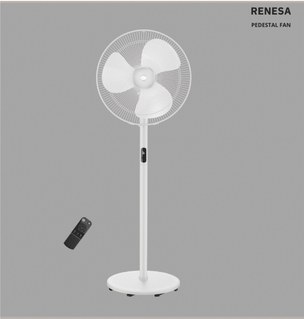 ATOMBERG RENESA 400MM Swing Pedestal Fan - Snow White